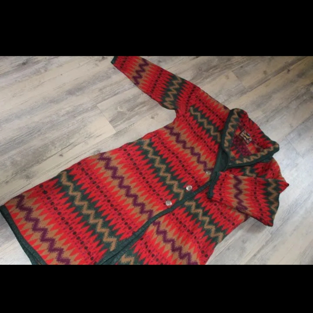 Vintage 90s Circle T 100% Cotton Southwestern Design Duster Coat M